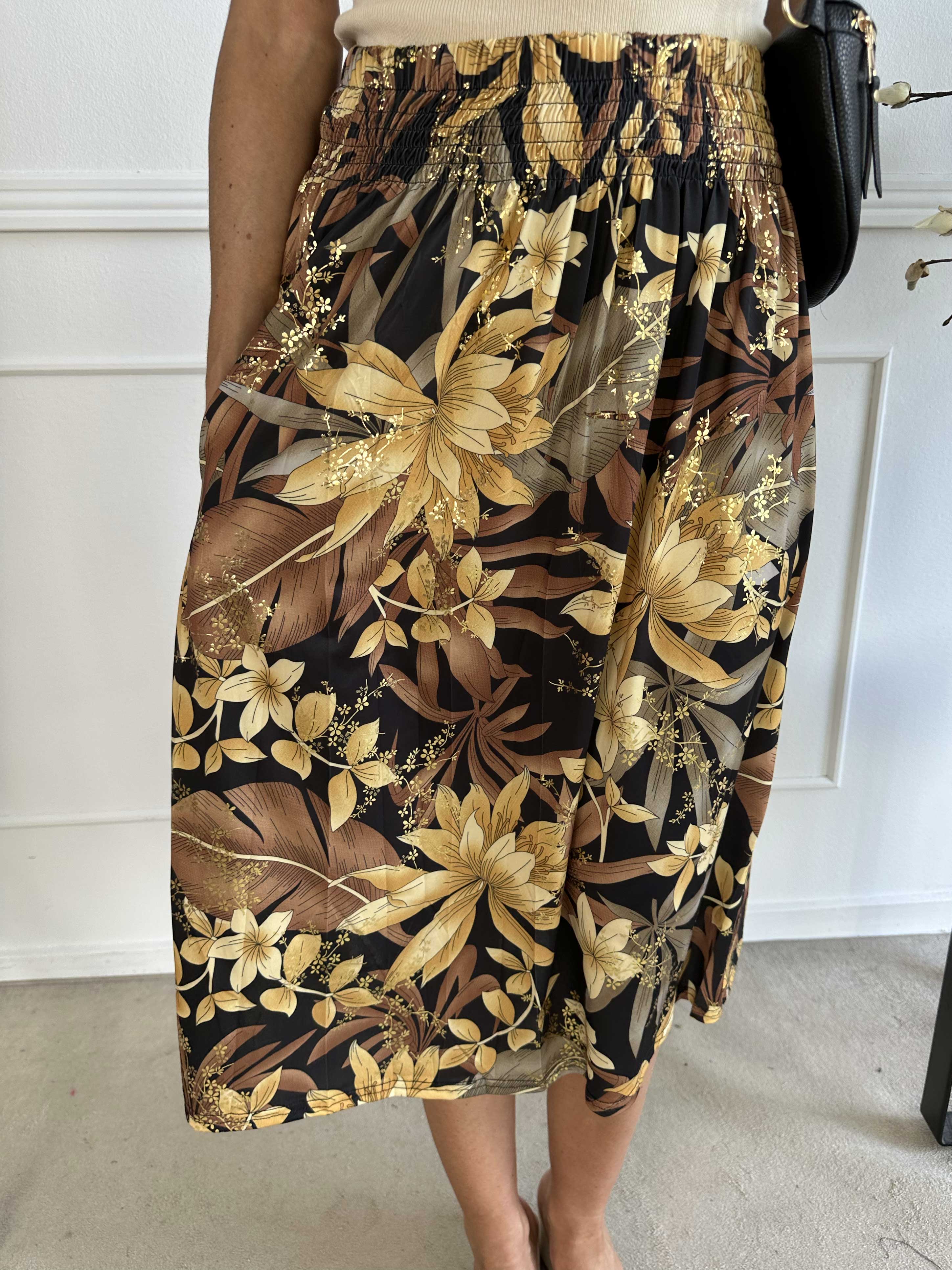 Pams Midi Skirt - Nederdel i krølfrit stof med lommer